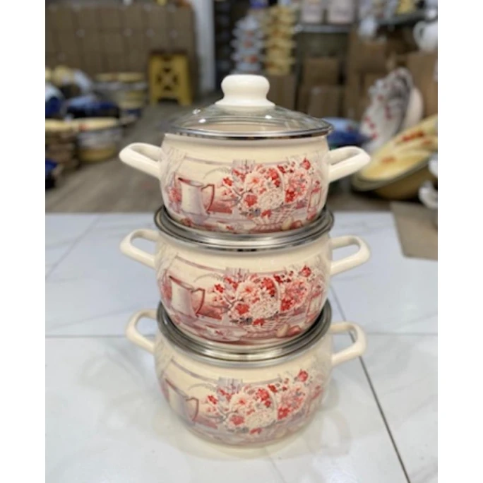 Набор кастрюль Chaynikov SF-828, бежевый, 2/3/5 л Набор кастрюль Chaynikov SF-828, бежевый, 2/3/5 л