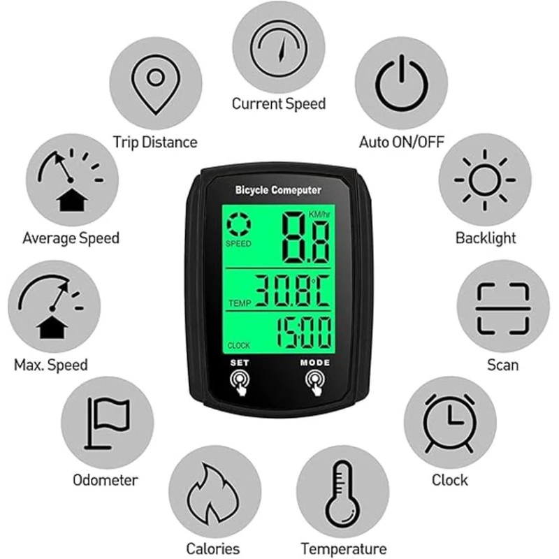 Спидометр для велосипеда с подсветкой, черный