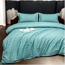 Yataq dəsti Luxe Cotton 000766, yorğan üzü 200x220 sm, mələfə 240x260 sm, yastıq üzü 50х70 sm, ikinəfərlik, lüks-satin, açıq mavi