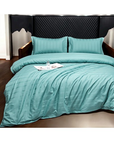 Yataq dəsti Luxe Cotton 000766, yorğan üzü 200x220 sm, mələfə 240x260 sm, yastıq üzü 50х70 sm, ikinəfərlik, lüks-satin, açıq mavi