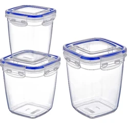 Набор контейнеров для хранения Dunya Plastik, 3 шт, 0.575/1.075/1.9 л, пластик, с крышкой, прозрачный/синий Набор контейнеров для хранения Dunya Plastik, 3 шт, 0.575/1.075/1.9 л, пластик, с крышкой, прозрачный/синий