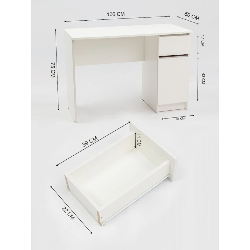 Компьютерный стол Letta, ЛДСП, белый, 75x50x106 см