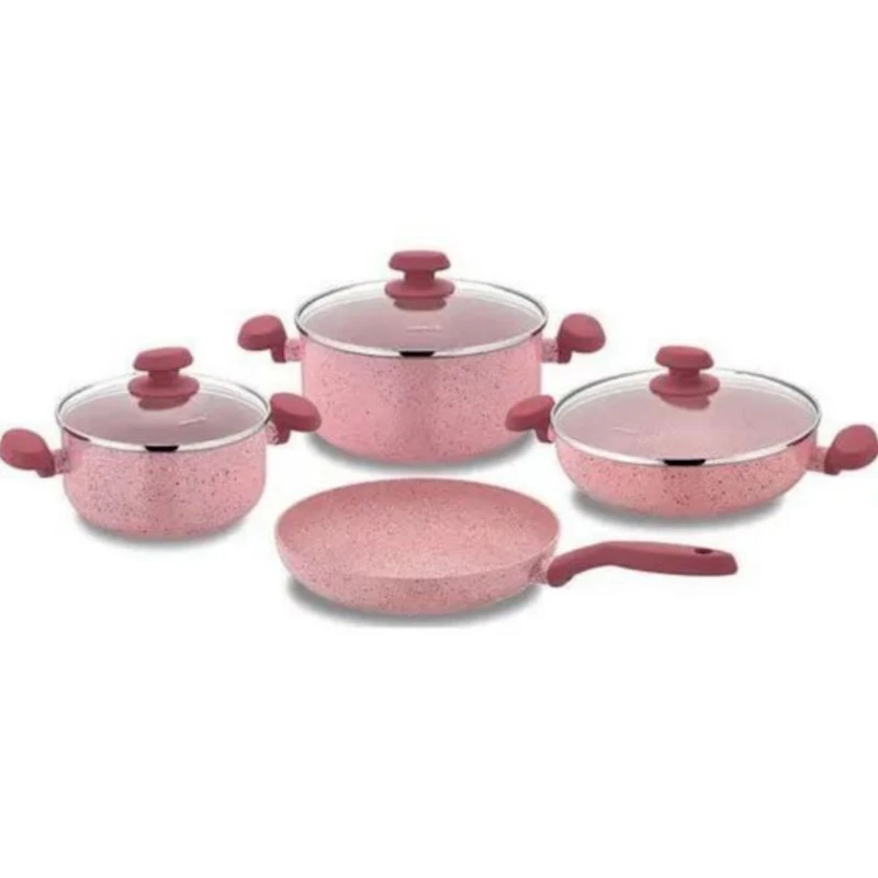 Набор кастрюль Korkmaz Mia Granite A1144, 7 предметов, розовый Набор кастрюль Korkmaz Mia Granite A1144, 7 предметов, розовый