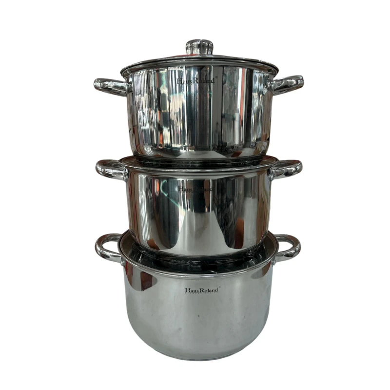 Набор кастрюль HausRoland ZGH_00547, нержавеющая сталь, серебристый, 22/24/26 см, 6 предметов Набор кастрюль HausRoland ZGH_00547, нержавеющая сталь, серебристый, 22/24/26 см, 6 предметов