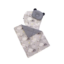 Набор для детской коляски Softcare матрас 78x33 см, одеяло 65x85 см, подушка, серый/облако Набор для детской коляски Softcare матрас 78x33 см, одеяло 65x85 см, подушка, серый/облако