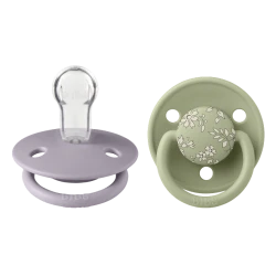 Набор пустышек BIBS x Liberty De Lux Capel, размер 1, 0-36 месяцев, фиолетовый/зеленый, 2 шт