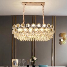 Asma çılçıraq 9568-800x300, qızılı, kristallı, oval - 9568-800*300 GOLD