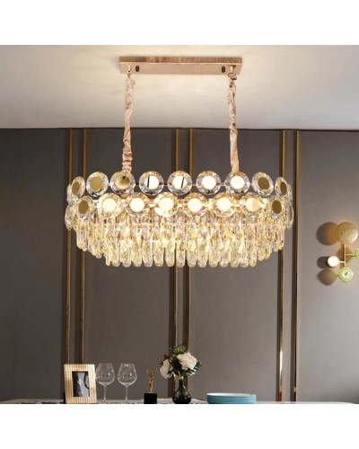 Asma çılçıraq 9568-800x300, qızılı, kristallı, oval - 9568-800*300 GOLD