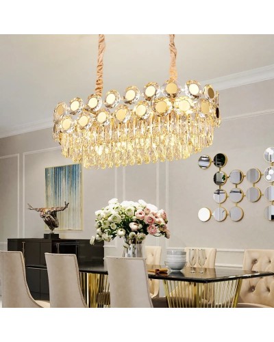 Asma çılçıraq 9568-800x300, qızılı, kristallı, oval - 9568-800*300 GOLD