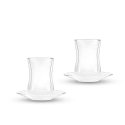 Набор стаканов Gipfel 7177, 2 стакана с блюдцами, 429 г, стекло, прозрачный,