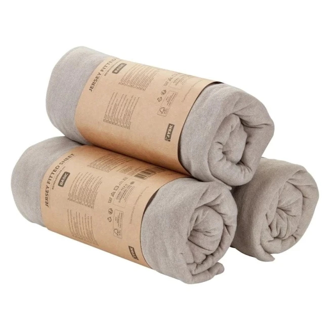 Простыня на резинке JYSK Ravnebakke Jersey, 140/150x200x25 см, хлопок/полиэстер, серая