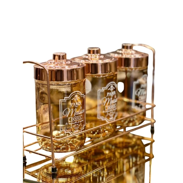 Набор емкостей для специй Sweet Home 00004446, стекло, желтый/бронзовый, 3 шт Набор емкостей для специй Sweet Home 00004446, стекло, желтый/бронзовый, 3 шт