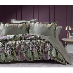 Комплект постельного белья Yataş Hanes XL, пододеяльник 220х240 см, простыня 240х280 см, наволочки 50х70 см, двуспальный, хлопковый сатин, хаки