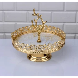 Pirojna üçün altlıq CM5L, dairəvi, 20 sm, metal, qızılı