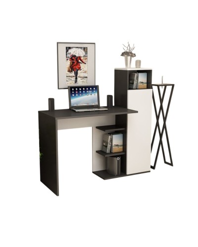 Yazı masası Ev Plus 12115878, LDSP, antrasit/ağ, 120x120x44 sm