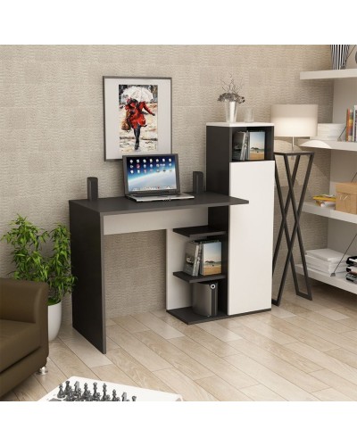 Yazı masası Ev Plus 12115878, LDSP, antrasit/ağ, 120x120x44 sm