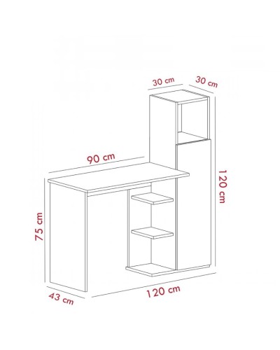 Yazı masası Ev Plus 12115878, LDSP, antrasit/ağ, 120x120x44 sm