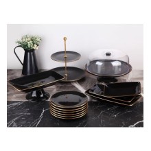 Süfrə boşqabları dəsti Servis_13, 13 parça, keramika, qara/qızılı