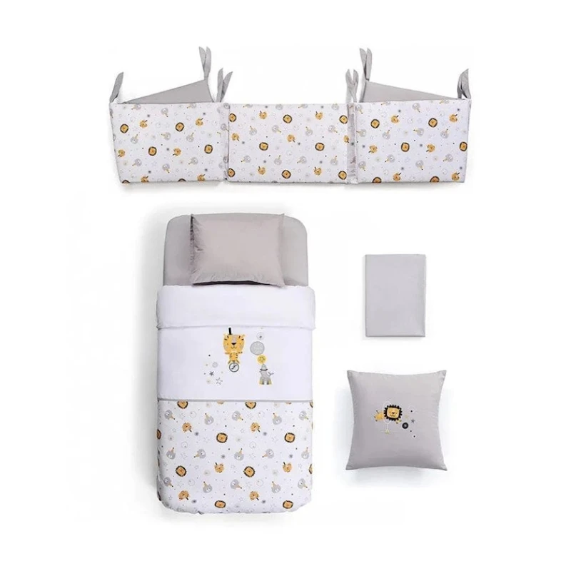 Комплект детского постельного белья Funna baby Circus Grey 70/80 см, 7 предметов, покрывало 100х150 см, простыня 130х190 см, наволочка 45х35 см