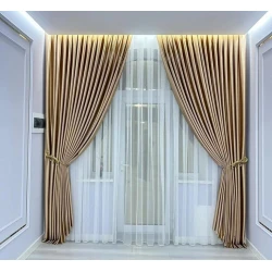 Шторы, полиэстер/нейлон/велюр, золотистые, 300x300 см Шторы, полиэстер/нейлон/велюр, золотистые, 300x300 см