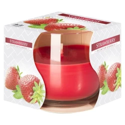 Ароматическая свеча Bispol Клубника 7х8 см, парафин, 20 часов горения, в стакане, красный Ароматическая свеча Bispol Клубника 7х8 см, парафин, 20 часов горения, в стакане, красный