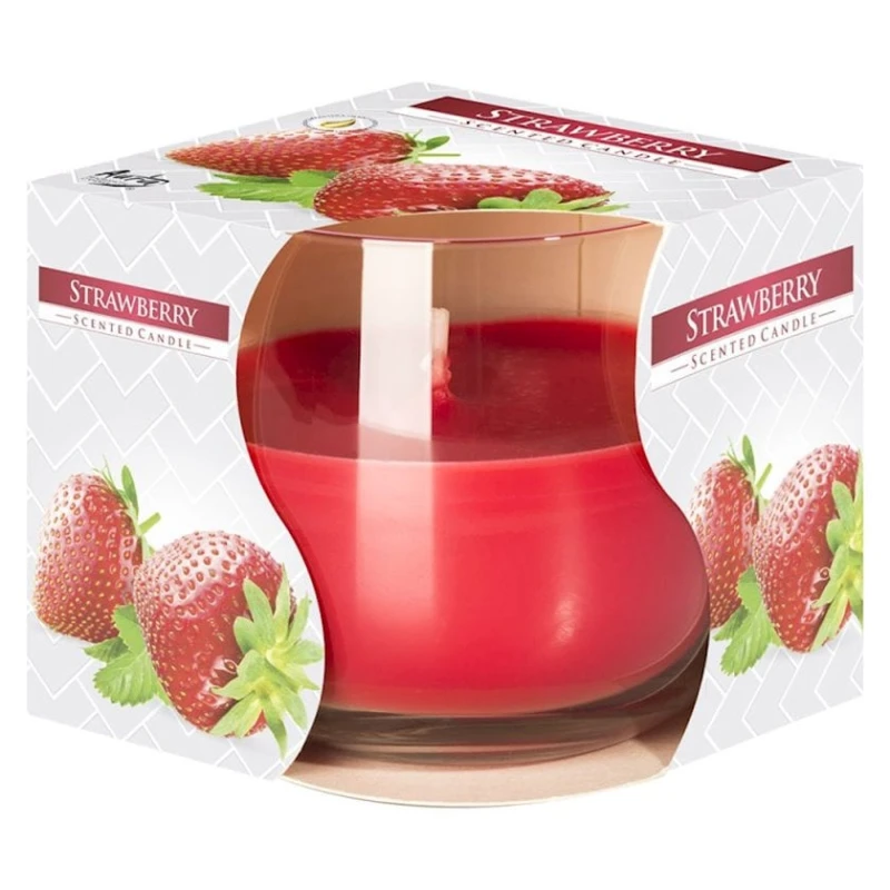 Ətirli şam Bispol Çiyələk 7х8 sm, parafin, 20 saat yanma, stəkanda, qırmızı Ətirli şam Bispol Çiyələk 7х8 sm, parafin, 20 saat yanma, stəkanda, qırmızı