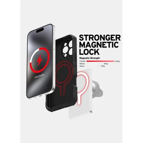 Чехол İtskins Supreme R Stand Nylon MagSafe для Apple iPhone 16 Pro Black