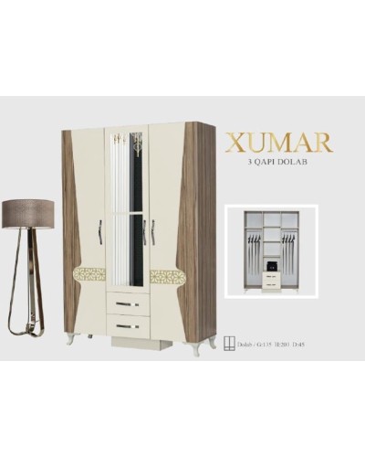 Döşəməüstü asılqan Xumar, 135x203x45 sm, laminat, krem-qəhvəyi