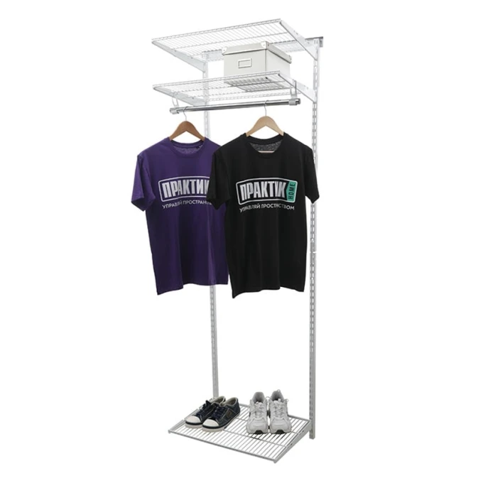 Вешалка с полками Praktik Home Basic G60, гардеробная система, белая Вешалка с полками Praktik Home Basic G60, гардеробная система, белая