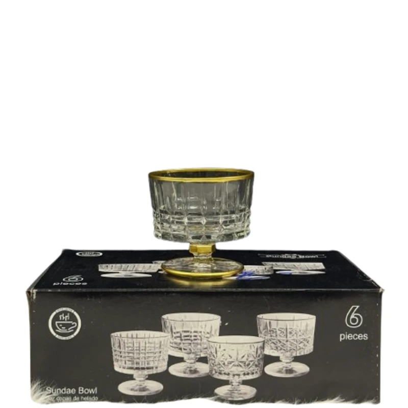 Набор креманок SHA-00003417 стекло, прозрачный/золотистый, 6 шт Набор креманок SHA-00003417 стекло, прозрачный/золотистый, 6 шт