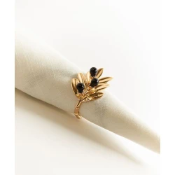 Salfet üzüyü Hom-me Zeytun budağı, sink, radius 6 sm, qızılı/qara