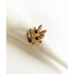 Salfet üzüyü Hom-me Zeytun budağı, sink, radius 6 sm, qızılı/qara