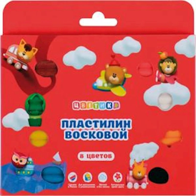 Набор пластилина Цветик, воскового, со стеком, 6 цветов, 90г Набор пластилина Цветик, воскового, со стеком, 6 цветов, 90г