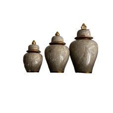 Dekorativ banka dəsti Bianco CO37, 3 əd, keramika, boz/mərmər, 24x13 sm, 31x17 sm, 39x21 sm