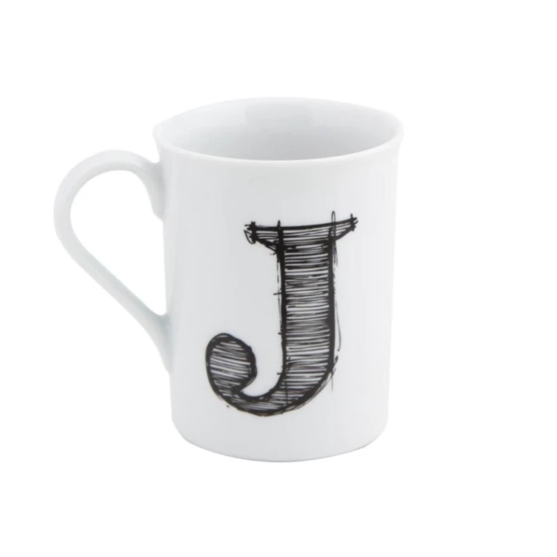 Krujka Porland Letter J 04AP016109, ağ, 285 ml