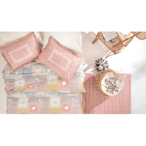 Комплект постельного белья Yataş Havanna, пике 160x220 см, простыня 100x200x36 см, наволочка 50x70 см, односпальный, хлопок, розовый