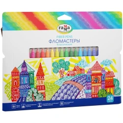 Фломастеры Гамма,Fiber Pens,Классические,смываемые,24 шт