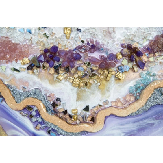 Panno Art by Ulviya Kakhramanova Bənövşəyi fantaziyalar, epoksid qatran/teksturlu pasta, 90 sm