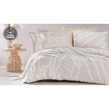 Yataq dəsti Yataş Lenzy, örtük-şal 230x240 sm, yorğan üzü 200x220 sm, mələfə 240x260 sm, yastıq üzü 50x70 sm 4 əd, avro, pambıq, Bej