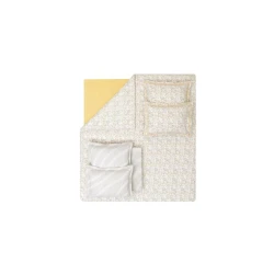 Комплект постельного белья Yataş Lenzy, плед-покрывало 230x240 см, пододеяльник 200x220 см, простыня 240x260 см, наволочки 50x70 см 4 шт, евро, хлопок, Bej