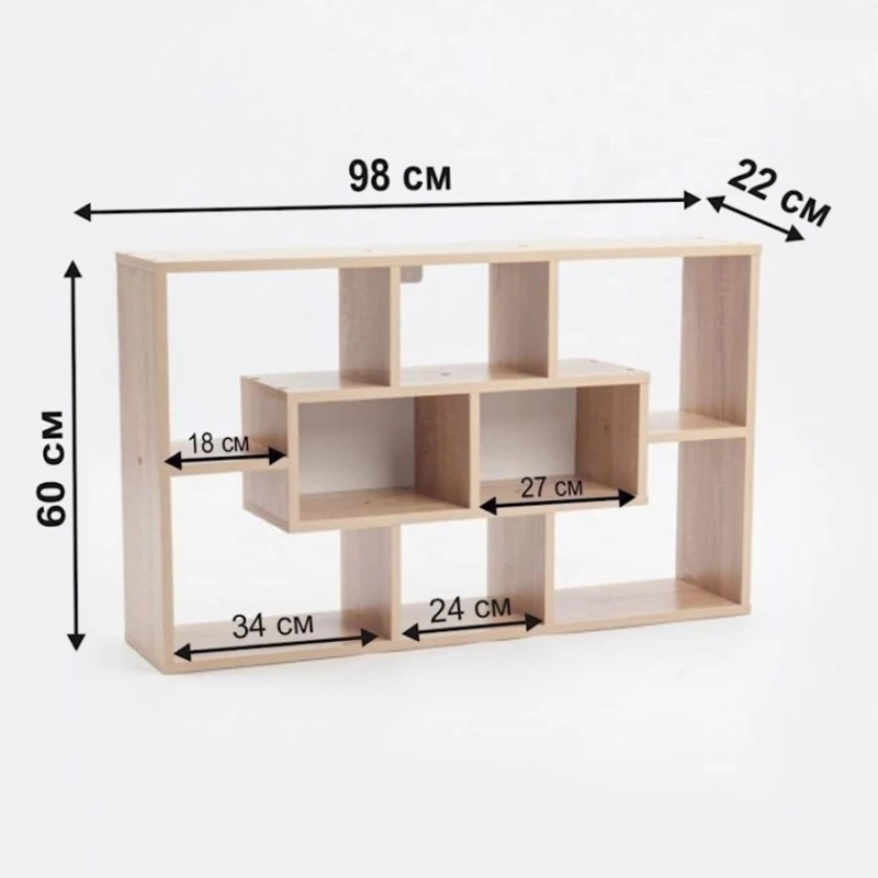 Stellaj, LDSP, 98х60х22 sm, rəflərlə, qəhvəyi (StellajTumbaTVSomona)