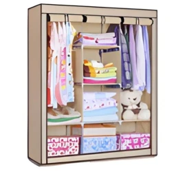 Портативный шкаф PY35, металл/ткань, бежевый, 130x45x175 см Портативный шкаф PY35, металл/ткань, бежевый, 130x45x175 см