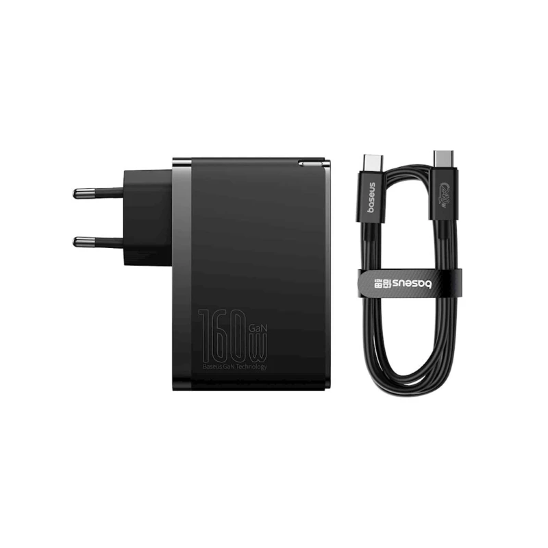 Зарядное устройство Baseus GaN5 Pro Digital Fast Charger 2C+U 160W EU Cluster Black