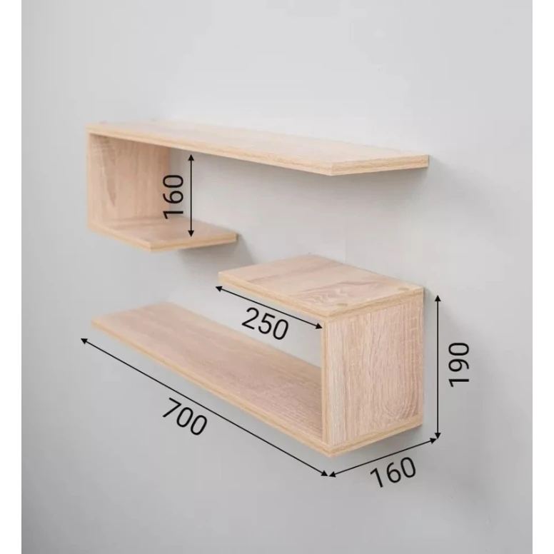 Divar rəfi Art Mebel 155, laminat, 40х70х16 sm, bej