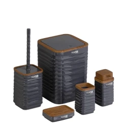 Набор для ванной Okyanus Home Luna, 5 предметов, серый/коричневый Набор для ванной Okyanus Home Luna, 5 предметов, серый/коричневый