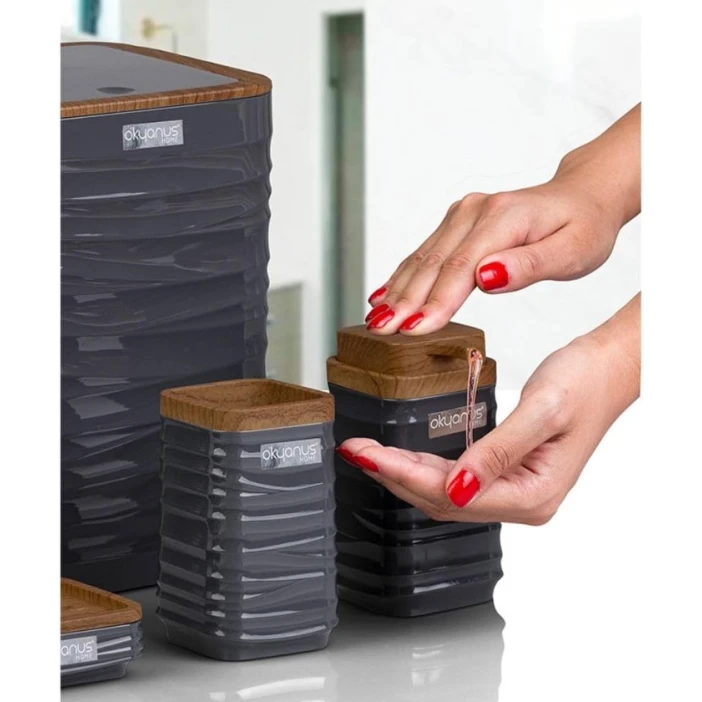 Набор для ванной Okyanus Home Luna, 5 предметов, серый/коричневый Набор для ванной Okyanus Home Luna, 5 предметов, серый/коричневый