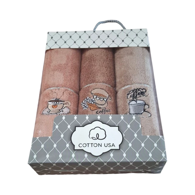 Mətbəx üçün dəsmal dəsti Sahara SHA-00002778, qəhvəyi, 25x40 sm, 3 əd