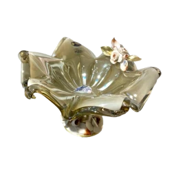 Конфетница Murano 15х13 см, стекло, бежевый/золотой