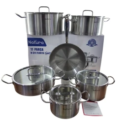 Набор кастрюль и сковородки Natura SF-551, 11 предметов, нержавеющая сталь, серебристый