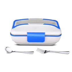 Ланч-бокс с подогревом YY-3266, 3 л, 28х21х11 см , пластик, белый/синий Ланч-бокс с подогревом YY-3266, 3 л, 28х21х11 см , пластик, белый/синий